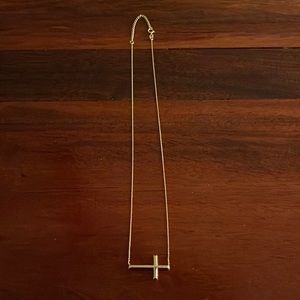 14K Yellow Gold Sideways Cross Necklace. Sabel Collection.